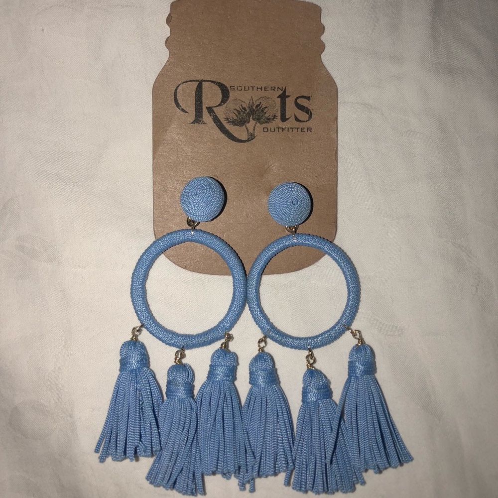 Light blue tassel earrings!